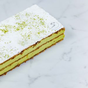 Millefeuille au thé vert matcha & au marron